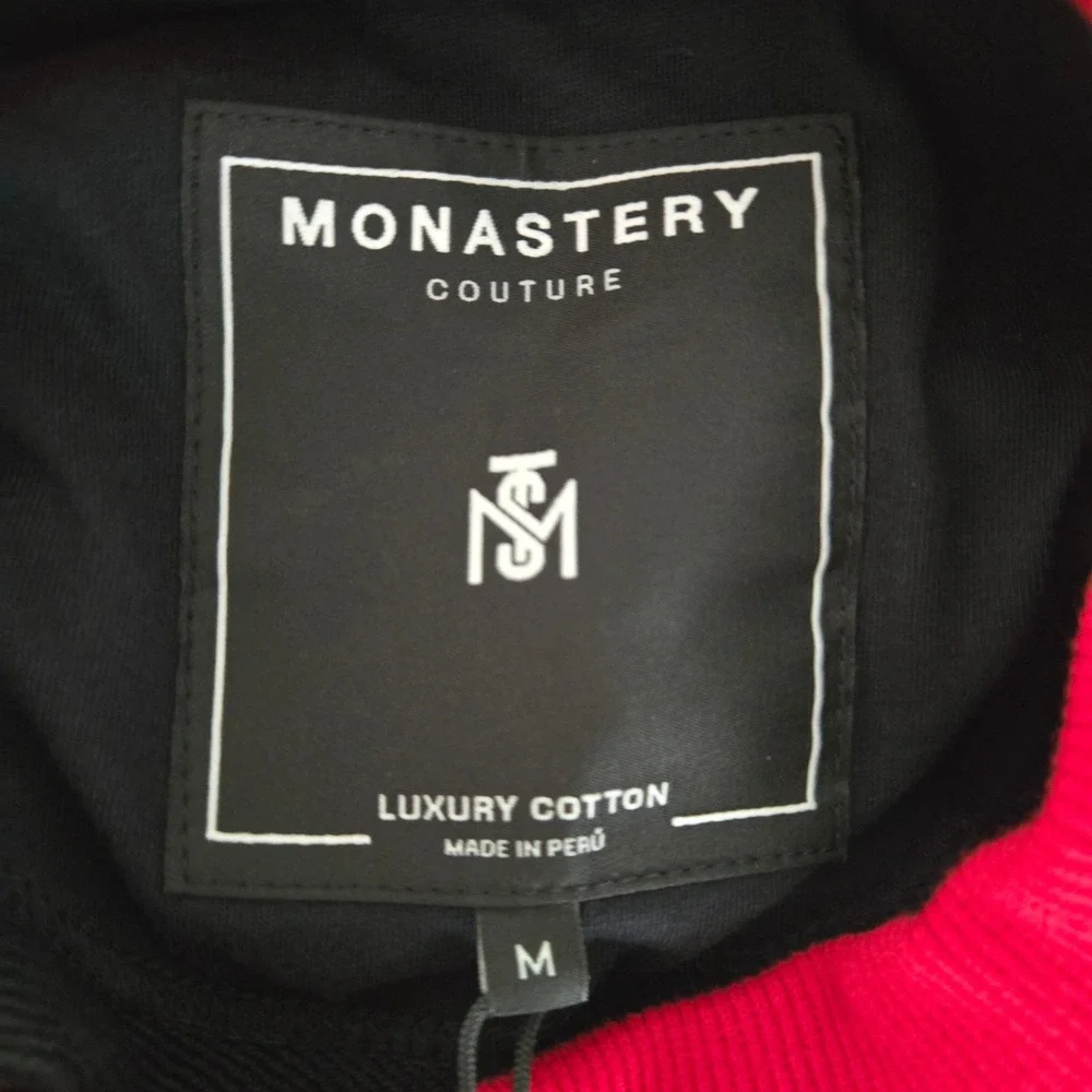 NWT Monastery Couture Sweatshirt Black Red Heart Luxury Cotton Mens M Streetwear - Picture 5 of 10